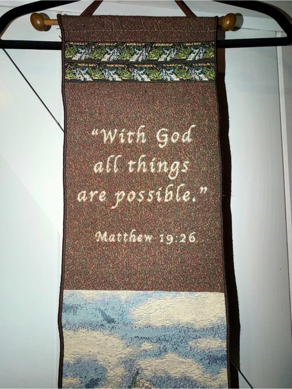 Brown Floral Scripture Wall Tapestry - 
